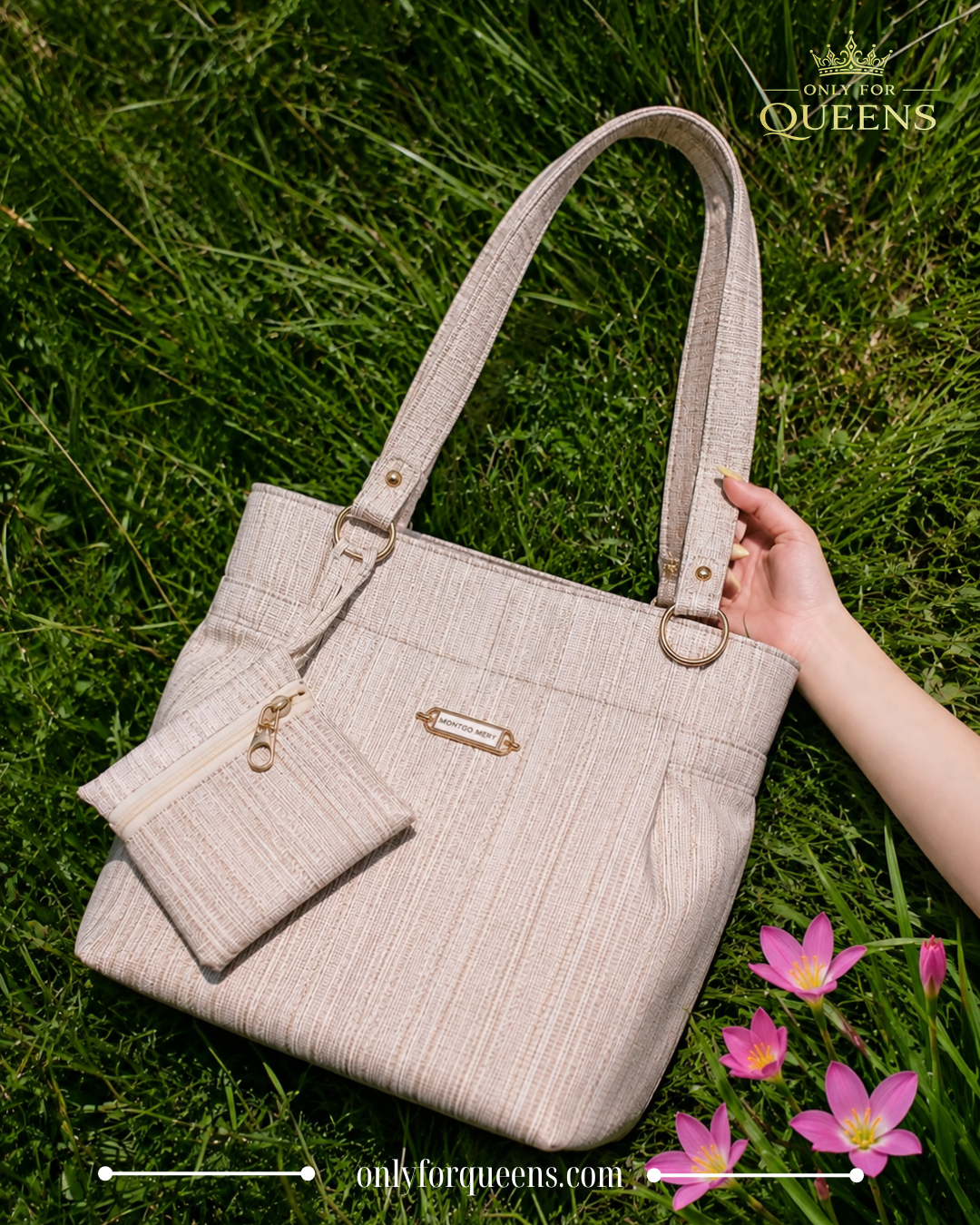 Beige Tote Bag for Women - Image 2