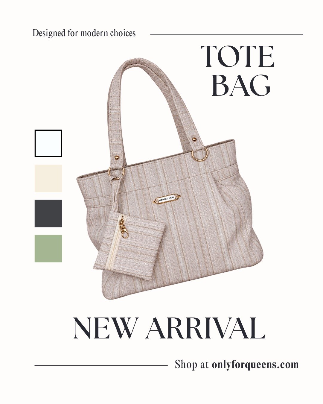 Beige Tote Bag for Women - Image 3